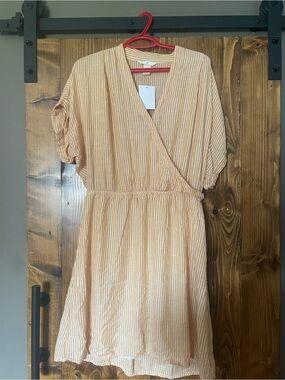 H&M Peach-Striped Wrap Mini Dress